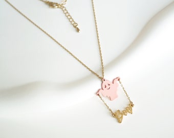 Collar fantasma. Collar de Halloween. Regalo de Halloween. Joyas de Halloween. Regalo para un amigo. Víspera de Todos los Santos. Truco o trato. Abucheo. Collar divertido.