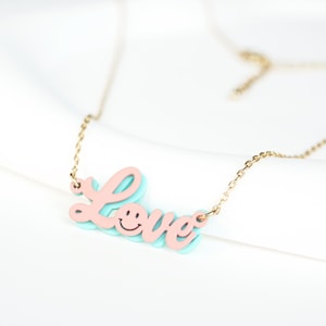 Collar de amor. Collar de sonrisa. Regalo de novia. Collar retro. Regalo de dama de honor. Collar de mamá. Collar de amistad. Colgante de amor. Sonrisa.