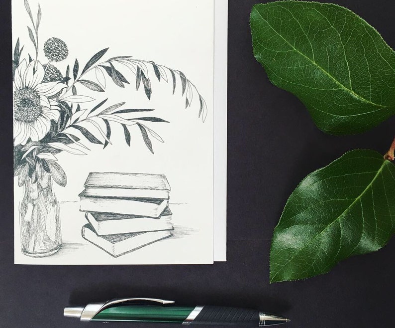 Black and White Art Cards Botanical and Scenery Mix and Match Card Sets Personalized Cards Watercolor and Pen and Ink Drawings Mix an M