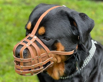 Leather Dog Muzzle for Rottweiler ,Mastiff and other similar snout