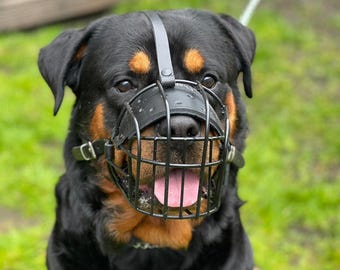 Bozal resistente de alambre de metal para perros rottweiler, mastín y otros