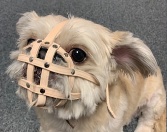 Buy Leather Dog Muzzle for Shih Tzu and Other Flat Face Faced