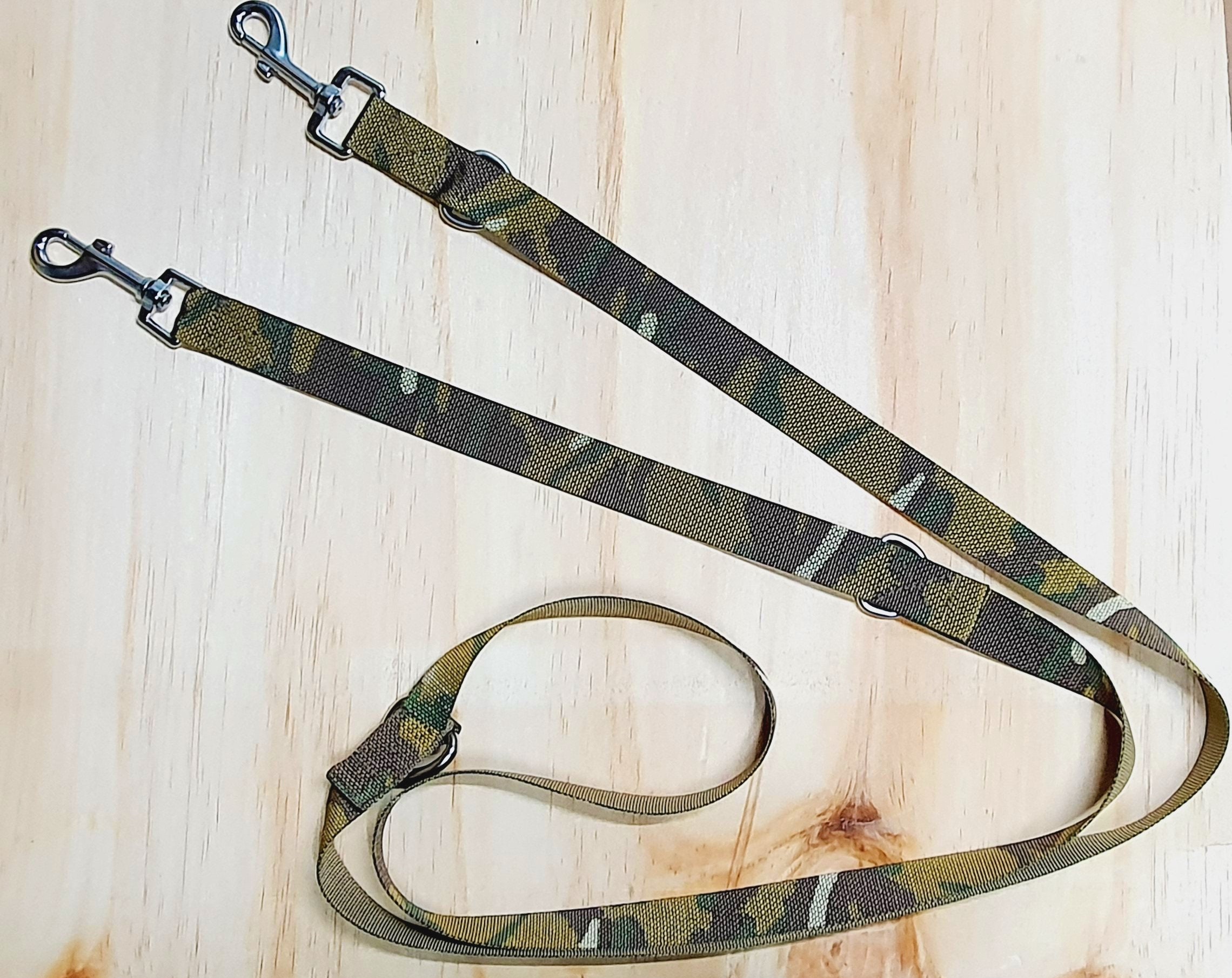 Dog Multi-functional Leash adjustable length for recall distance work, can be used for walking 2 dogs Training Lead premium Camouflage Camo