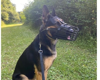 German Shepherd, Doberman and similar | Strong metal and Leather | K9 Police Style Muzzle | Training and Dog Behaviour | Working Dog Muzzle