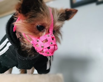 Nylon Dog Muzzle for Yorkshire Terrier, Mini Pincher, chihuahua and other similar snouts | Strong and Stylish | Multiple Bright Colours |