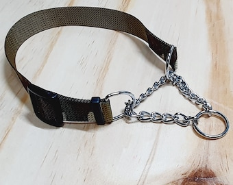 L&J Pets UK - Martingale Dog Collar | Half Check/Choke | Lead Set | Fully Adjustable Straps | Strong Nylon, Metal Chain
