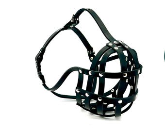 Leather Dog Muzzle for English Bulldog and Other dogs with short snout
