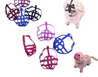 Strong Nylon Dog Muzzle | Shih Tzu & other flat face faced short snout dogs | Dog, Public Safety | Behaviour Training, All colors available