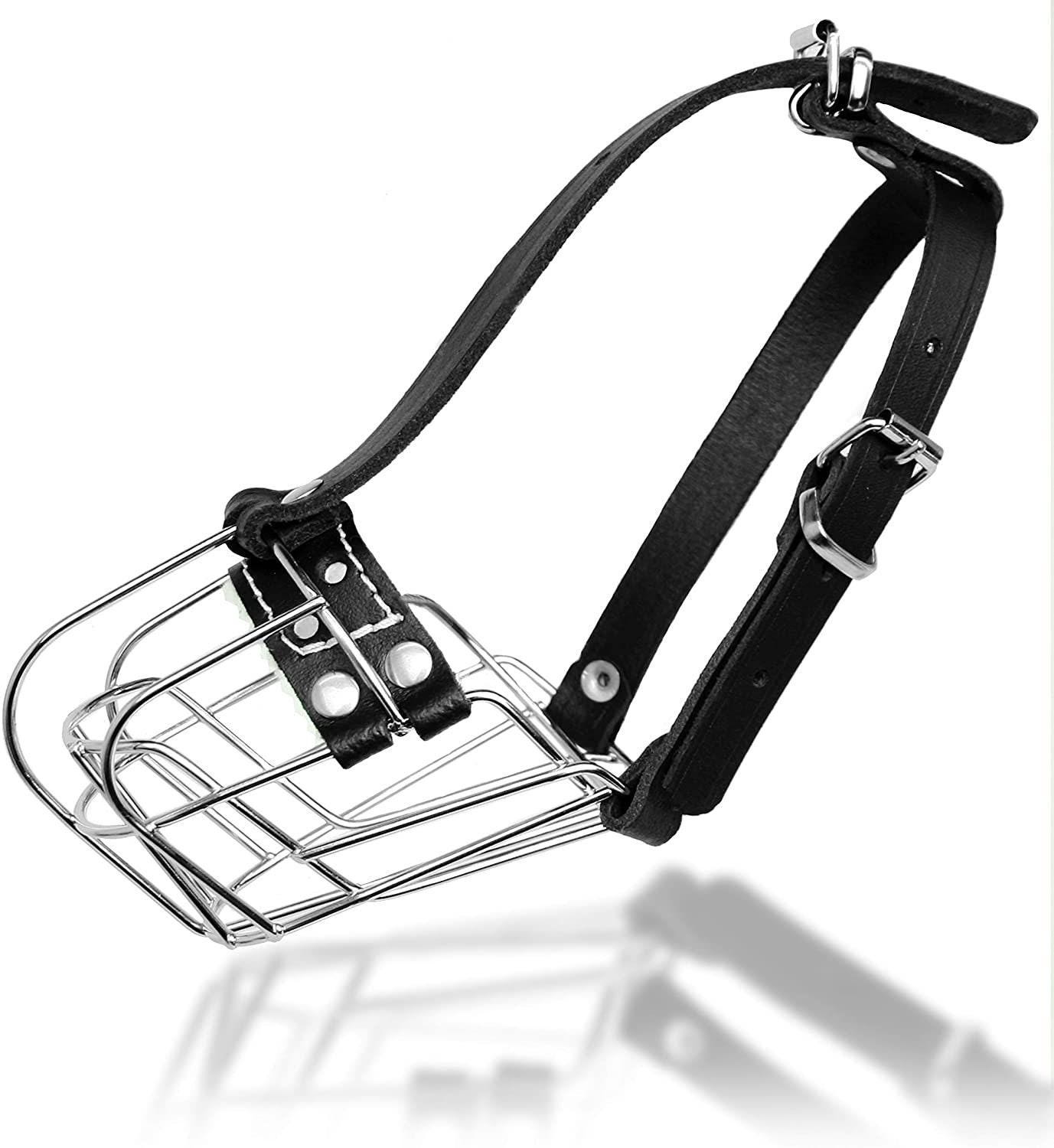 Museruola A Cestello In Filo Metallico L&J Pets Per Cani – Modello K9 Con Imbottitura In Pelle E Feltro – Per Spaniel E Taglie Simili – Regolabile, Resistente E Ventilata