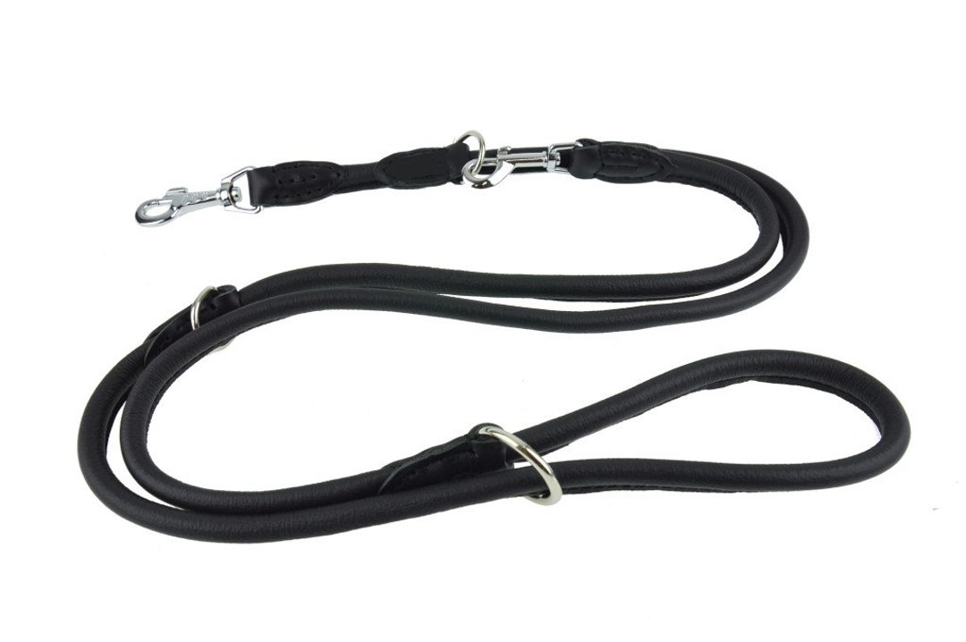 Luxury Round Leather Lead for Your Dog. Handmade Dog Leash, Genuine Leather, Safe Swivel Trigger