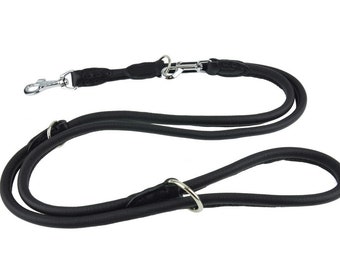 Luxury Round Leather Lead For Your Dog. Handmade Dog Leash, Genuine Leather, Safe Swivel Trigger Hook