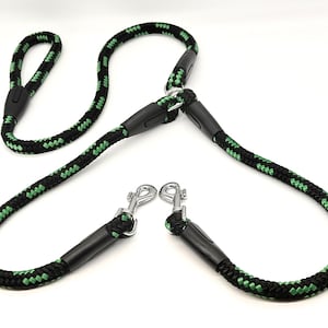 Nylon Split Dog Lead | Dual Coupler, 2 Way Dog Walking Leash Lead | Strong Metal Rings | Attach Two Dog Collars | L 120-140cm, W 0.6-1.4mm