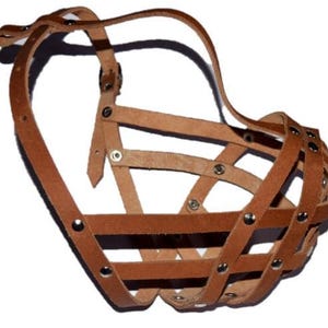 Light leather Dog Muzzle for French Bulldog "Frenchies" Brown