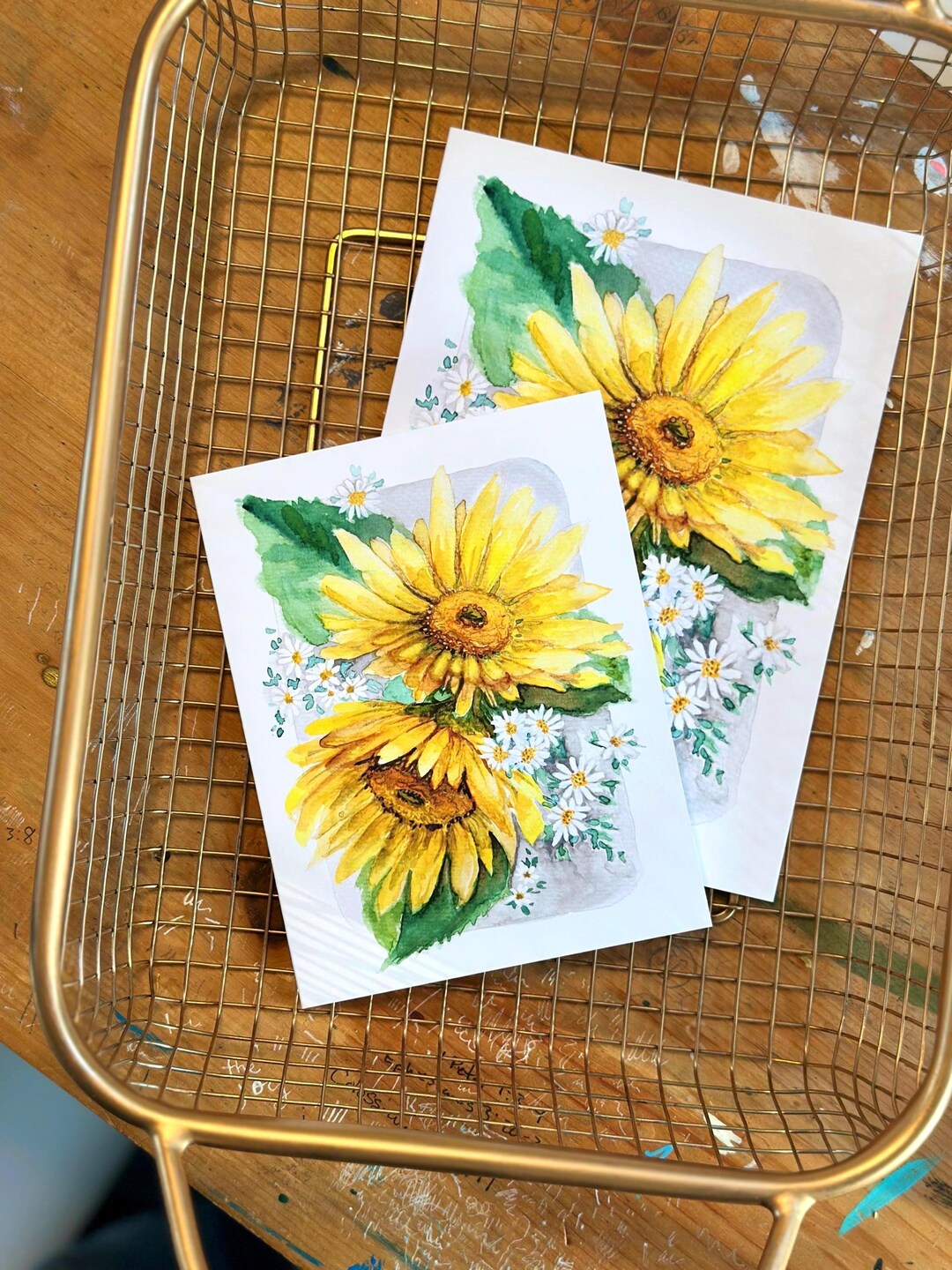 Sunflower Watercolor Card | Floral Botanical Stationery, Blank Inside ...