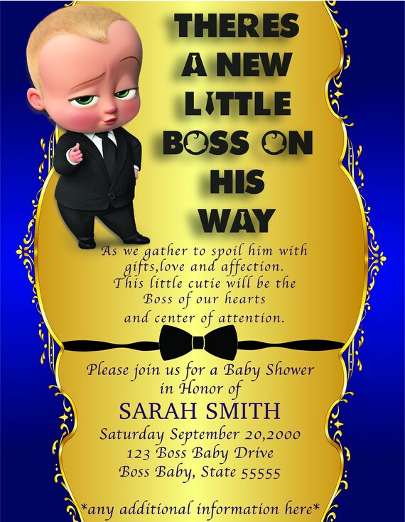Boss Baby Baby Shower Invitations Customizable Etsy