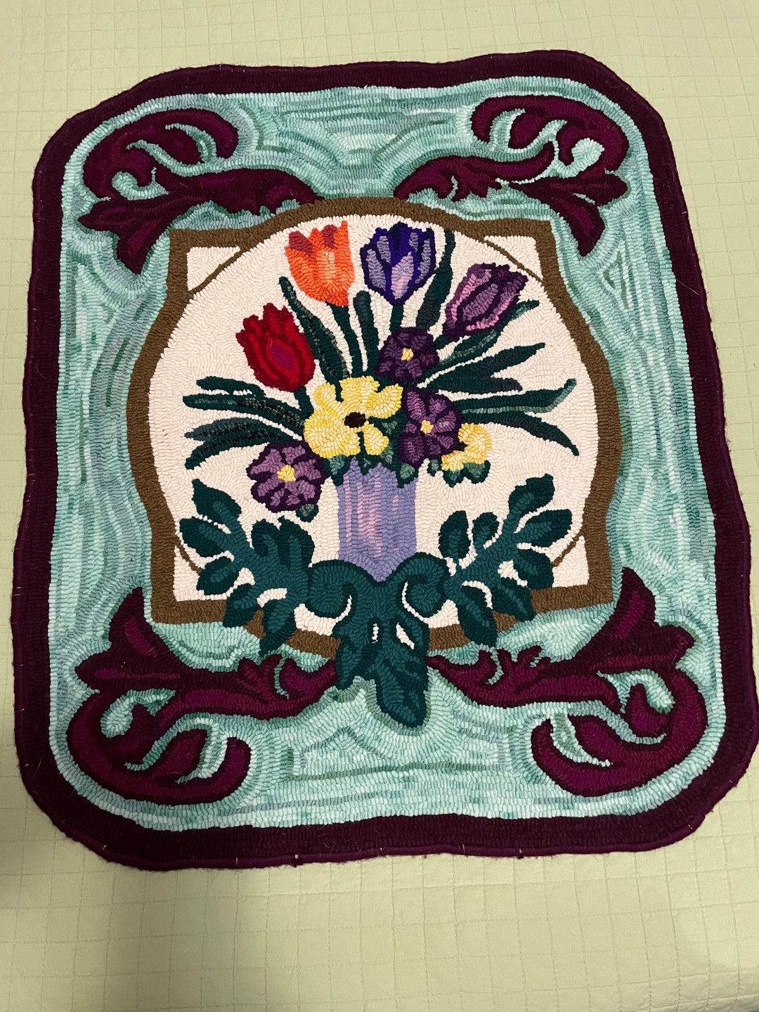 Flower Vase Hand Hooked Rug - Etsy