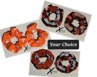 BOGO Cleveland BROWNS NFL inspired Hair Scrunchies Scrunchie headband tie back ponytail holder bun Orange Brown White Football Sports Ohio