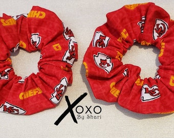 BOGO Kansas City Chiefs inspired KC Hair Scrunchies Scrunchie headband tie back ponytail holder bun Red Arrowhead White Football Sports