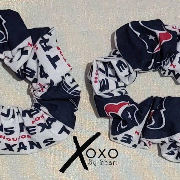 BOGO Houston Texans inspired Scrunchies Scrunchie Tie elastic headband back ponytail holder bun Red White Navy Blue Football Texas