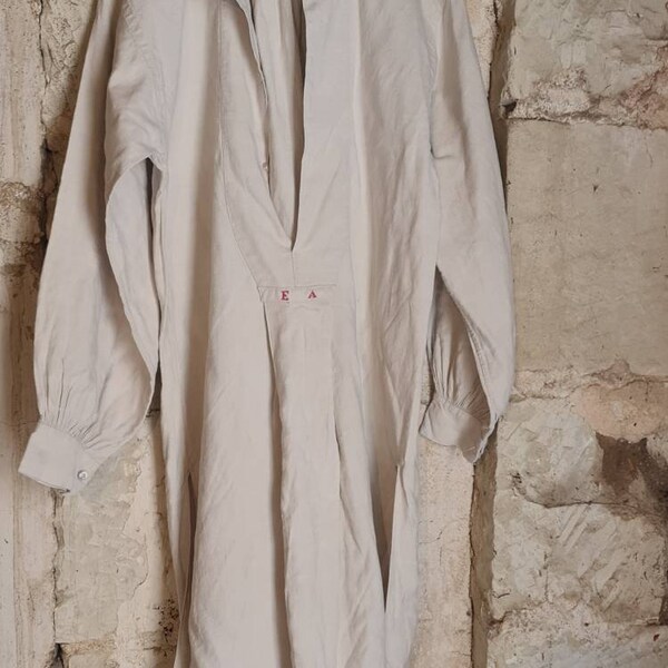 19th Century Original French Work Wear Linen Smock