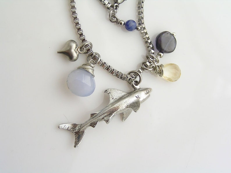 N2276 Charm Necklace Polar Bear Jewelry Polar Bear Necklace with Ice Quartz Australian Sellers Two Strand Necklace IceQuartz Necklace