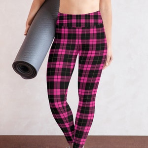 Pink checkered leggings clearance