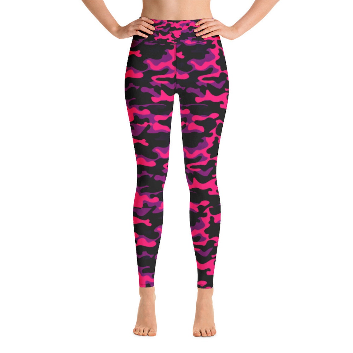 Hottest Pink Camouflage Yoga Leggings High Waist Hand Sewn | Etsy