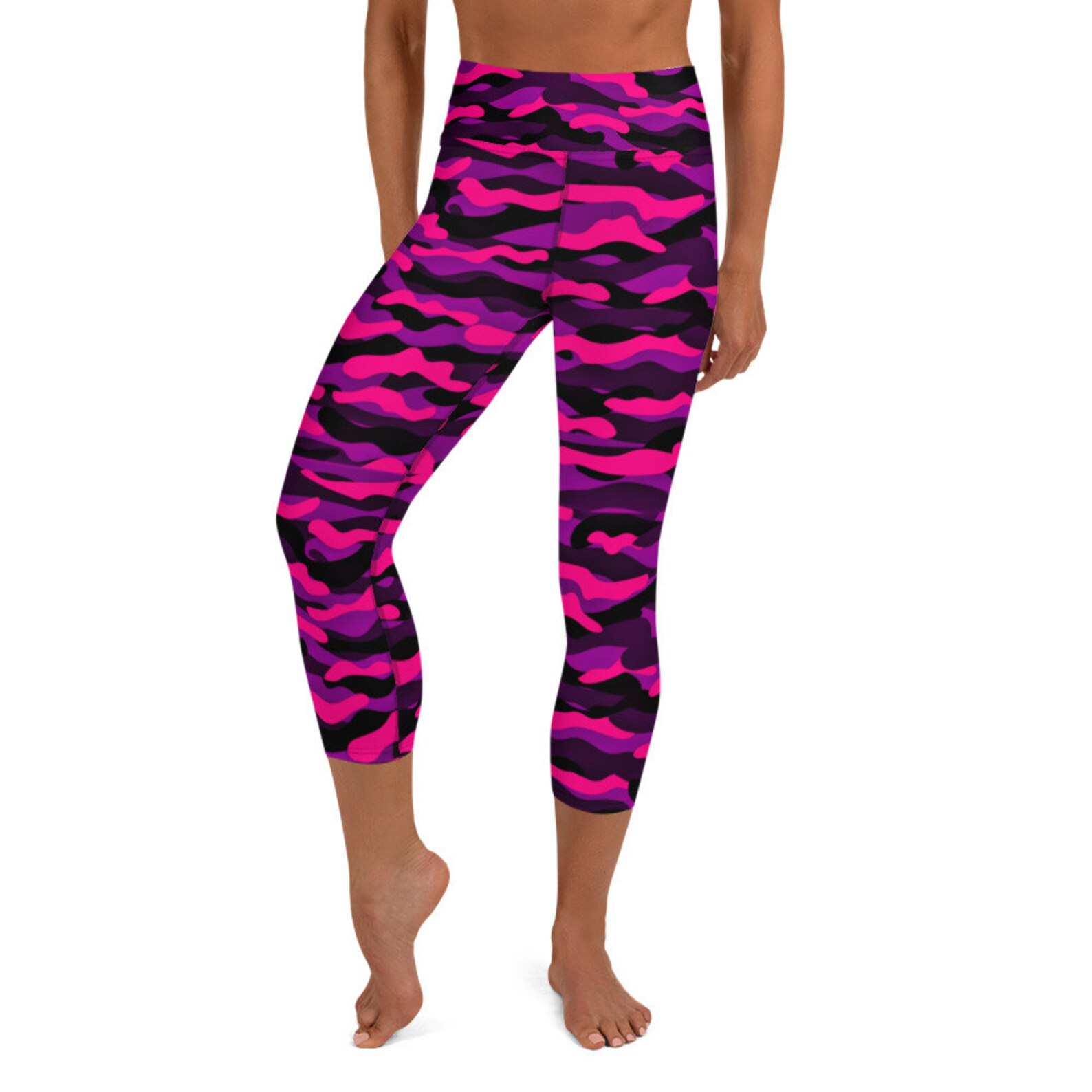 Awesome Fuchsia Army Camouflage Yoga Capri Leggings High - Etsy