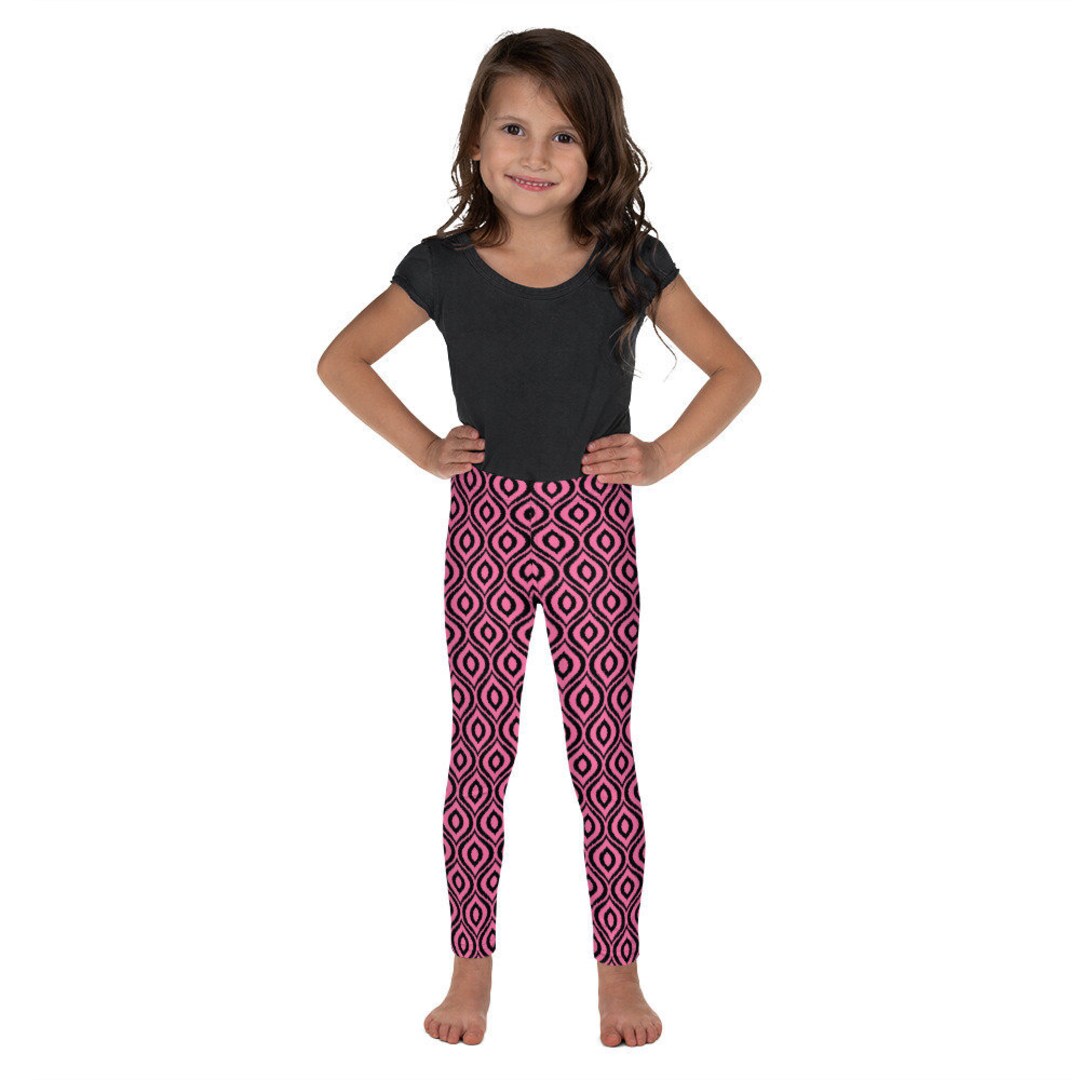 Pink and Black Diamond Damask Kid's Leggings Hand Sewn Etsy