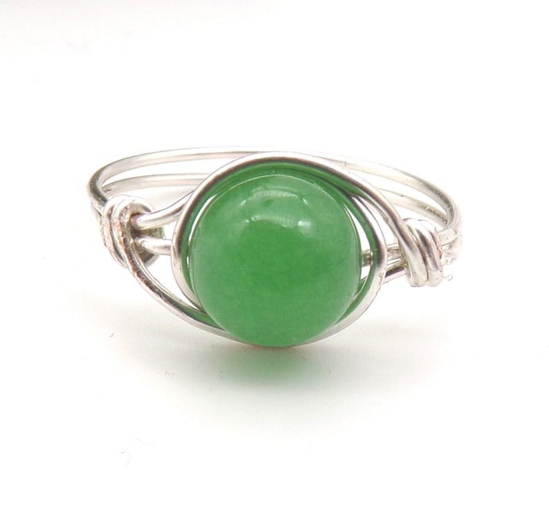Wire Wrapped Green Aventurine Gemstone Ring Crystal Ring Wire Wrapped Crystal For Women For Healing Wire Wrap Rings Aventurine Ring
