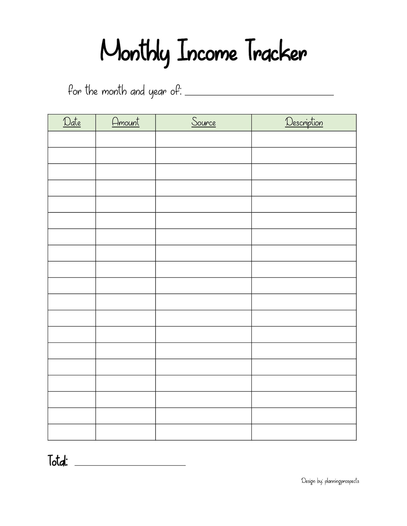 Monthly Income Tracker Printable - Etsy