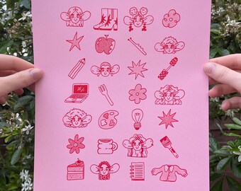 What Makes Us Special ⎮Risograph print ⎮ Red Ink on Pink Paper⎮ A4 size