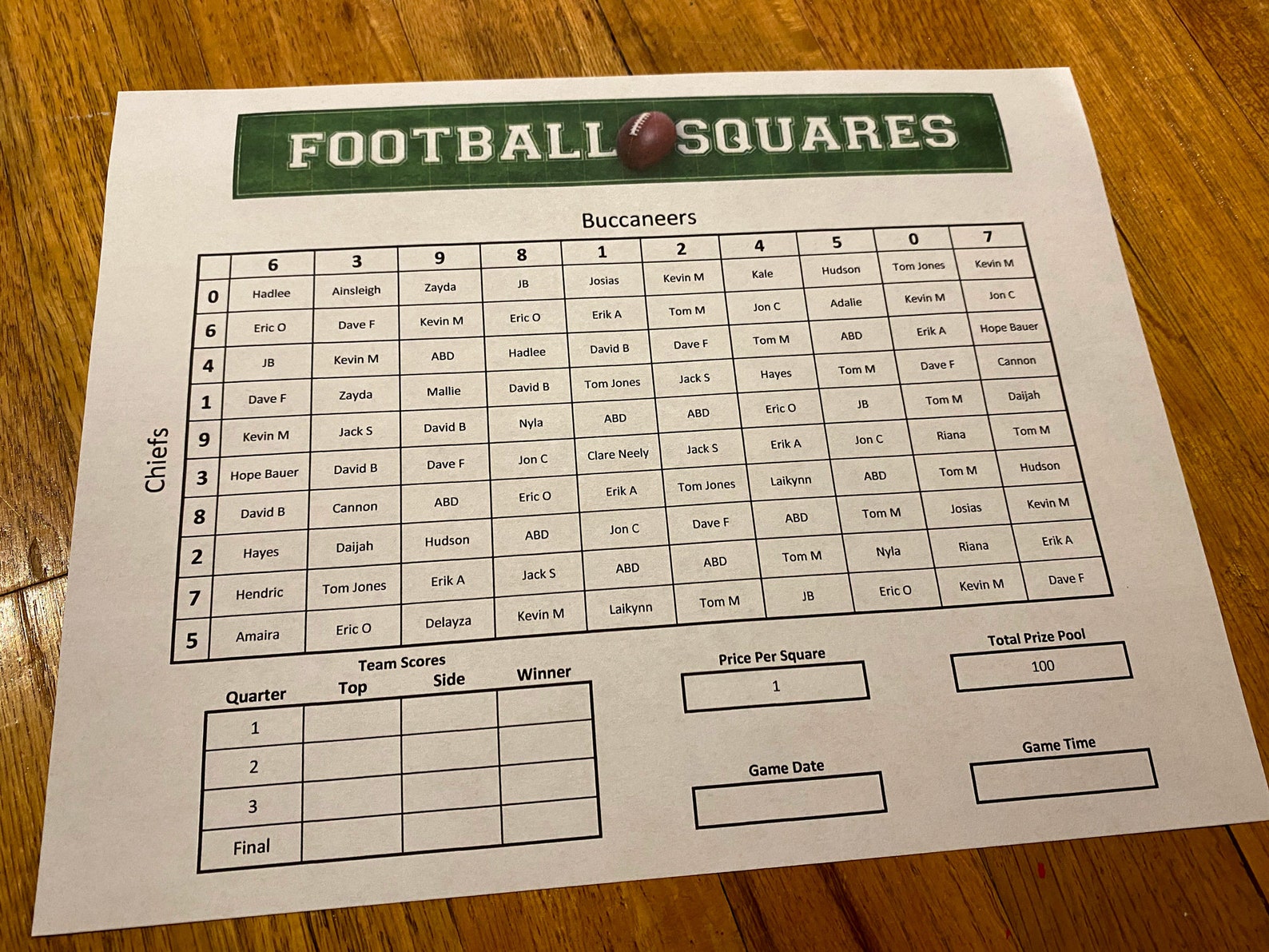 Football Squares Excel Template unlimited Games Football Pool Excel Football Squares Excel Template unlimited Games Football Pool Excel
