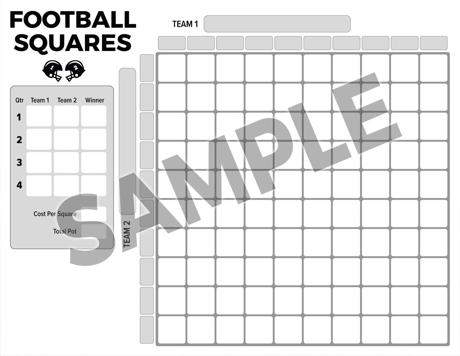 Printable football squares 4 quarter payouts 11x8 5 download print 