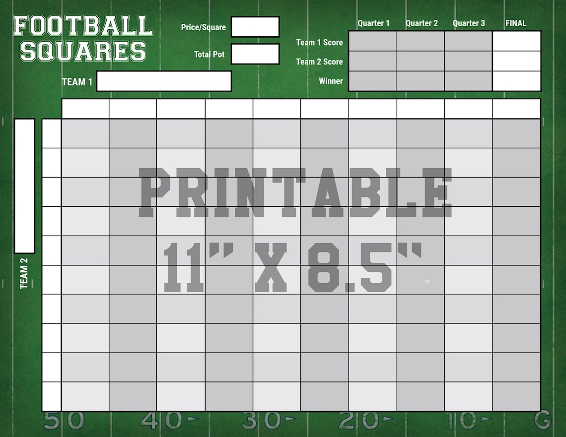 Printable Numbered Football Squares Web Large Football Squares Poster Size Football Squares