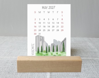2026 - 2027 Mini National Parks Desk Calendar, Choose start month, Stand option, 2.5 x 3.5 inch, Refill Cards, Sunday or Monday Start