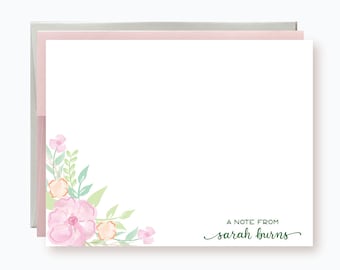 10 Personalized Flat Note Cards | Floral Notecard Set with Envelopes | Custom Note Cards | Personalized Stationery | Gift for Mom
