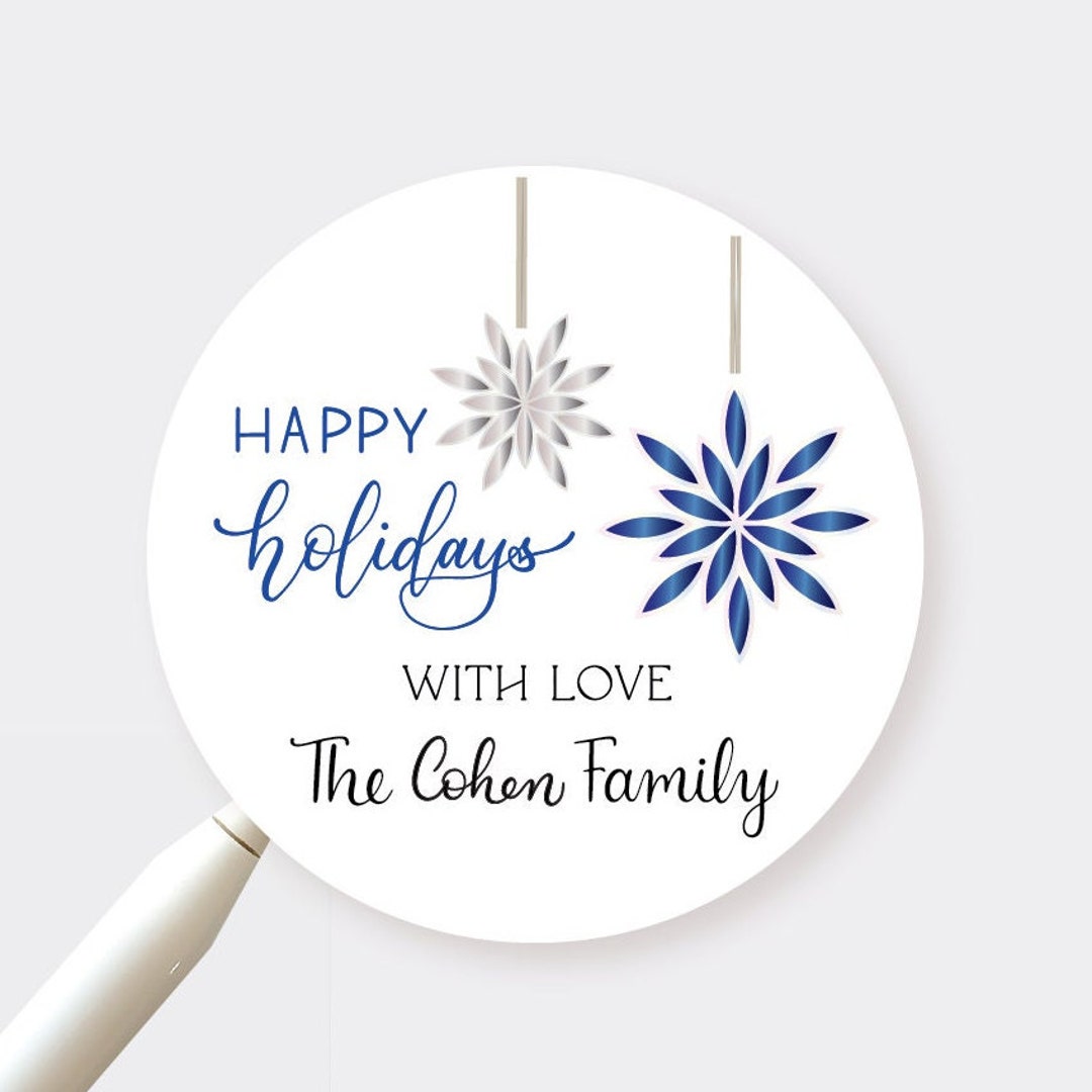 Custom Holiday Stickers Set of 12 2 X 2 Inch Personalized Happy Holiday