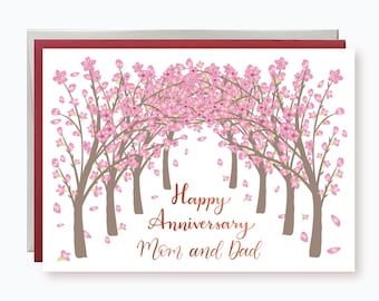 熱販売 Anniversary Happy Card Blossom Cherry Parents, for カード・カードストック