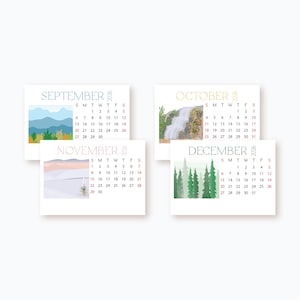 2026 - 2027 Mini Desk Calendar: Outdoorsy Nature Landscapes, Refill Cards, 3.5 x 2.5 inch image 4