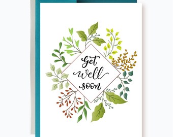 Get Well Soon Card, Get Well Card, Floral Get Well Soon Card, Colorful Get well Soon Card, Sympathy Card