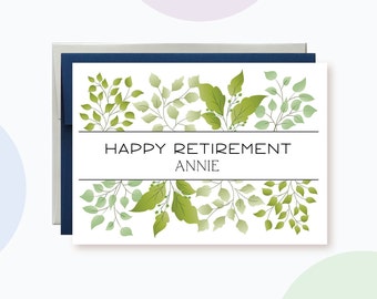 Personalized Retirement Card, Custom Happy Retirement Card, Nature retirement card