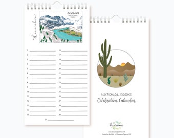 Perpetual Birthday Calendar | National Parks Celebration Calendar | Anniversary Calendar | Monthly Calendar | Birthday Gift | Grad Gift