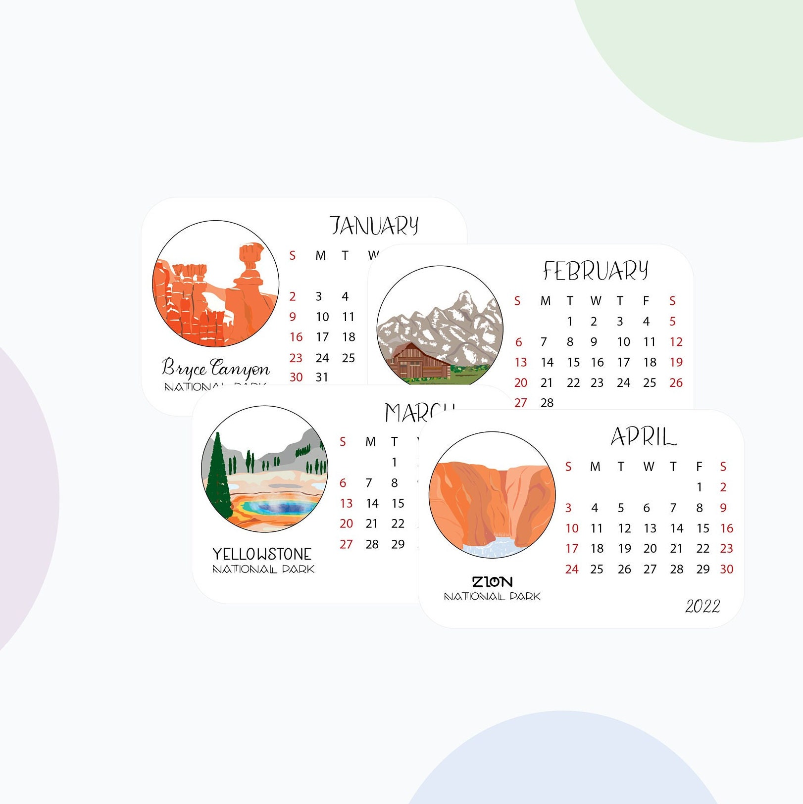 2023 Monthly National Parks Calendar Planner Stickers Choose - Etsy