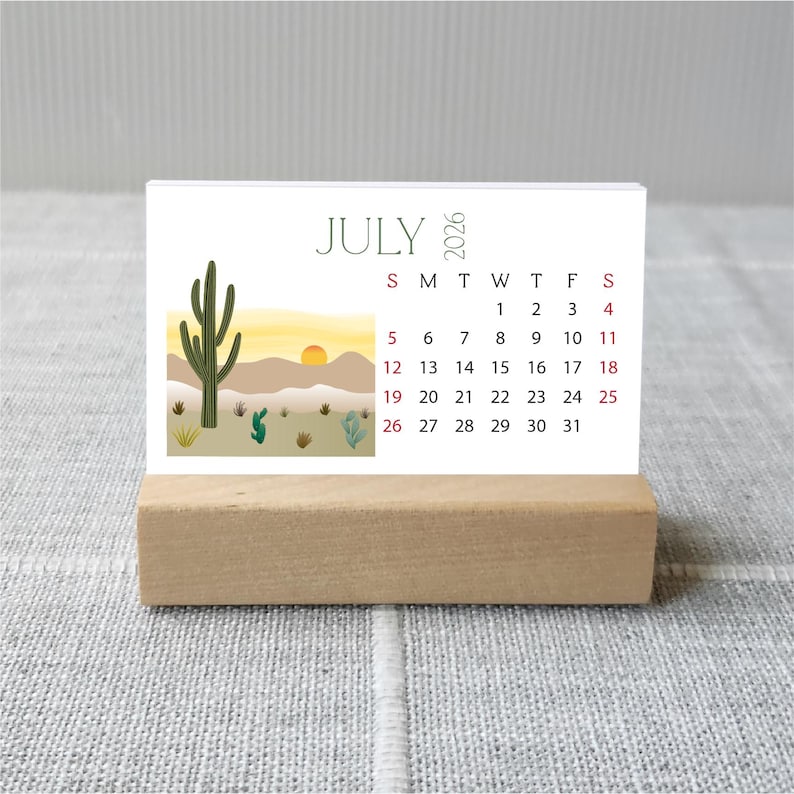 2026 - 2027 Mini Desk Calendar: Outdoorsy Nature Landscapes, Refill Cards, 3.5 x 2.5 inch image 1