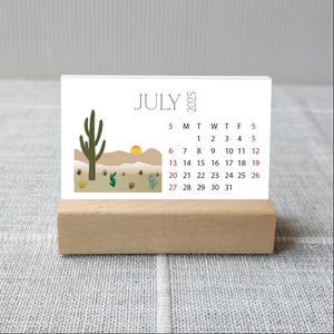 2025 2026 Landscape Mini Desk Calendar with stand option, Choose start month, Academic Year Calendar, 3.5 x 2.5 inch, Outdoorsy, Nature