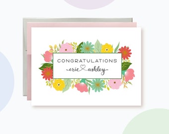 Personalized Wedding Card | Colorful Flowers Greeting Card | Congratulations Wedding Card | On your wedding day