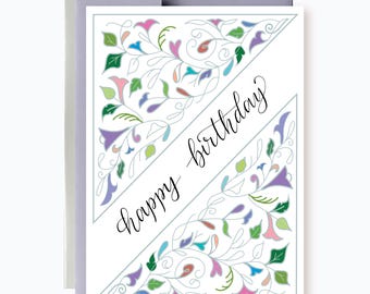 Floral Happy Birthday Card: Handmade Greeting Card