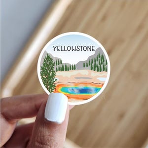 Mini Yellowstone National Park Waterproof sticker | 1.5 x 1.5 inch | Wyoming State | Travel and Adventure | stocking stuffers
