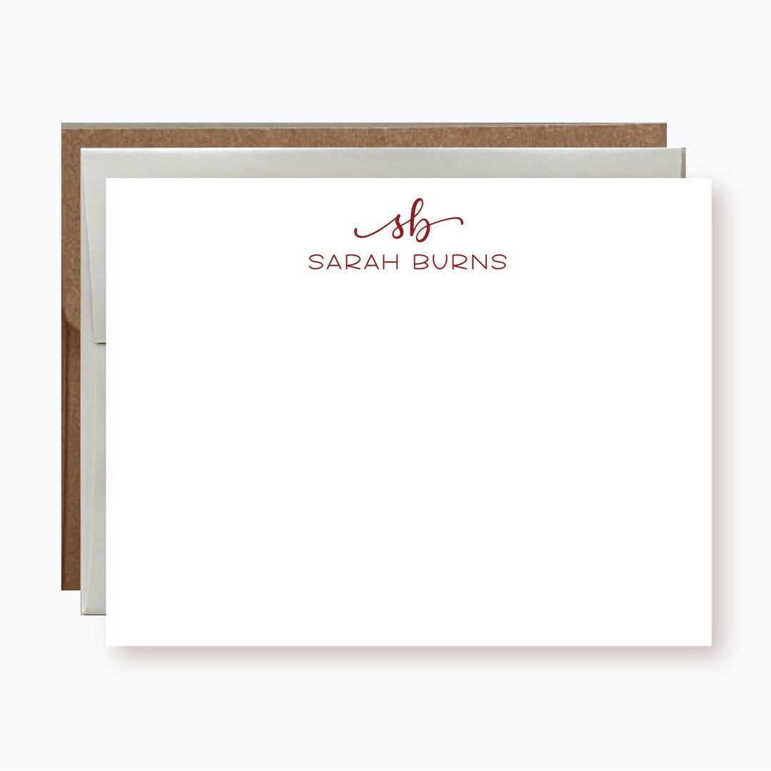 Set of 10 Personalized Flat Note Cards | Custom Note Cards ...